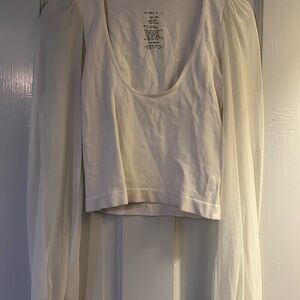 Chic White Sheer Sleeve Blouse